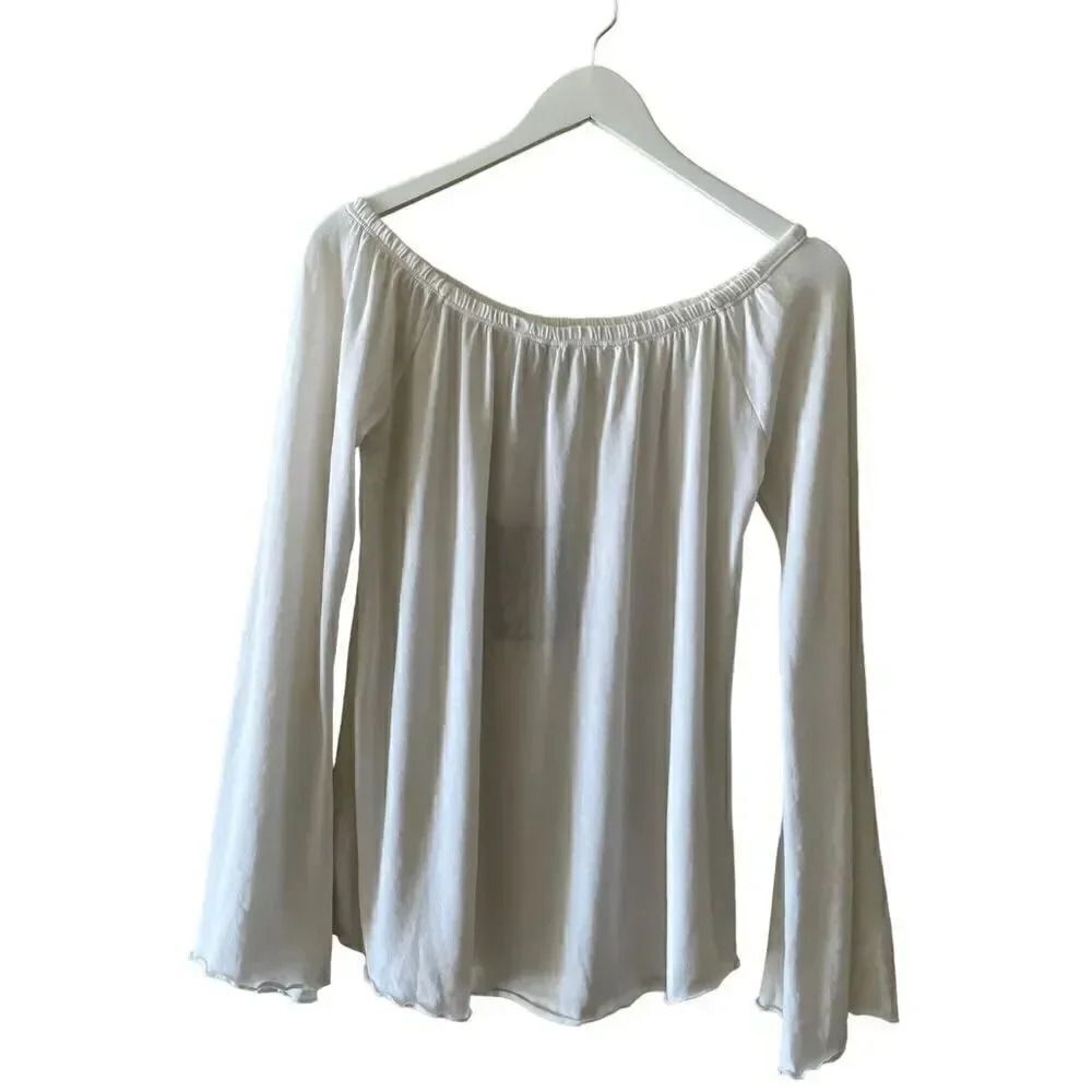 NWT Chaser Boat Neck Off the Shoulders Cotton White Lightweight Boho Top SZ M